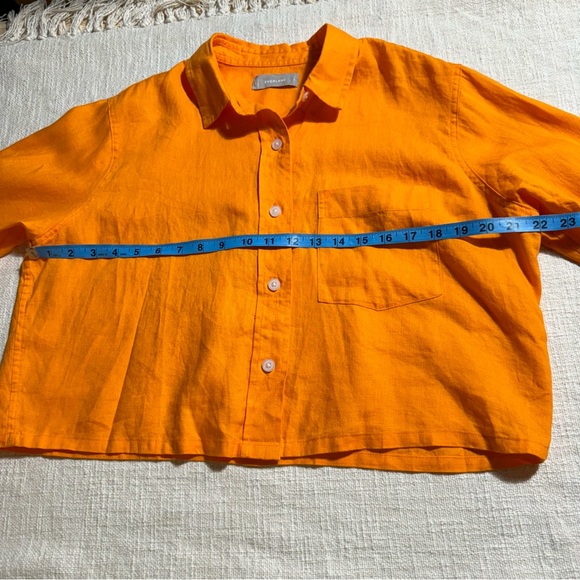 Everlane Linen Way Short Boxy Cropped Button Down Shirt In Turmeric Size S - Picture 6 of 7